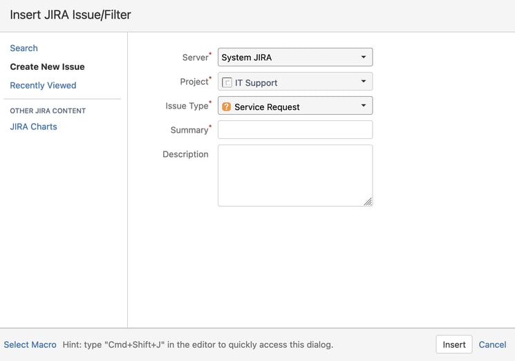 Jira Issue in Confluence Page