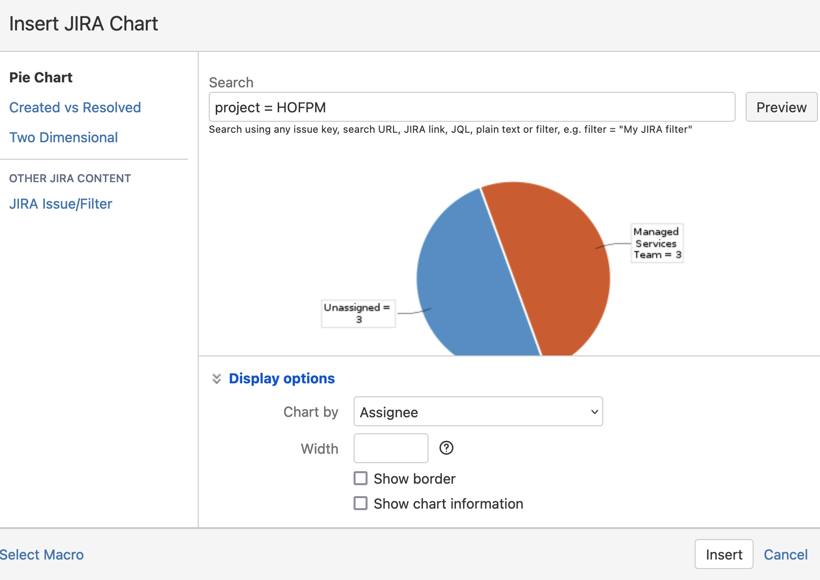 insert Jira Chart Confluence Reporting