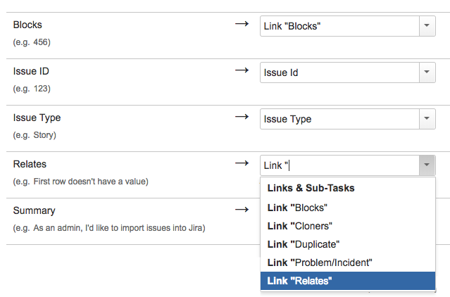 Importing standard link types in Jira